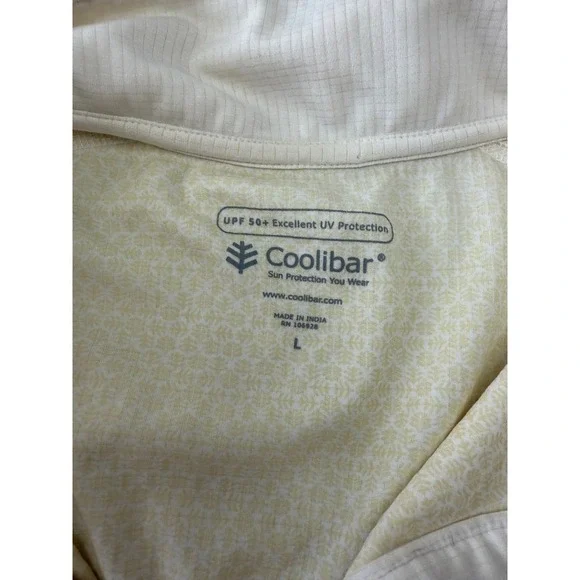 Coolibar Womens UPF 50+ Long Sleeve Polo Shirt Cream Size Large Cooltect - Picture 2 of 9